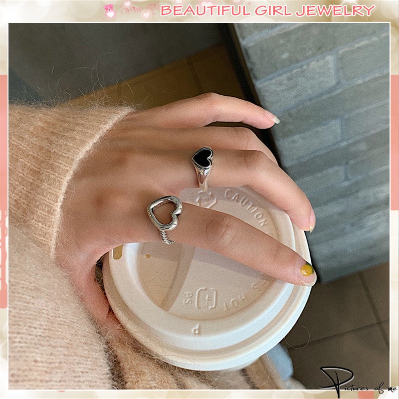 Nhẫn Đeo Tay Bằng Kim Loại Tạo Hình Trái Tim Cổ Điển Cho Nữ