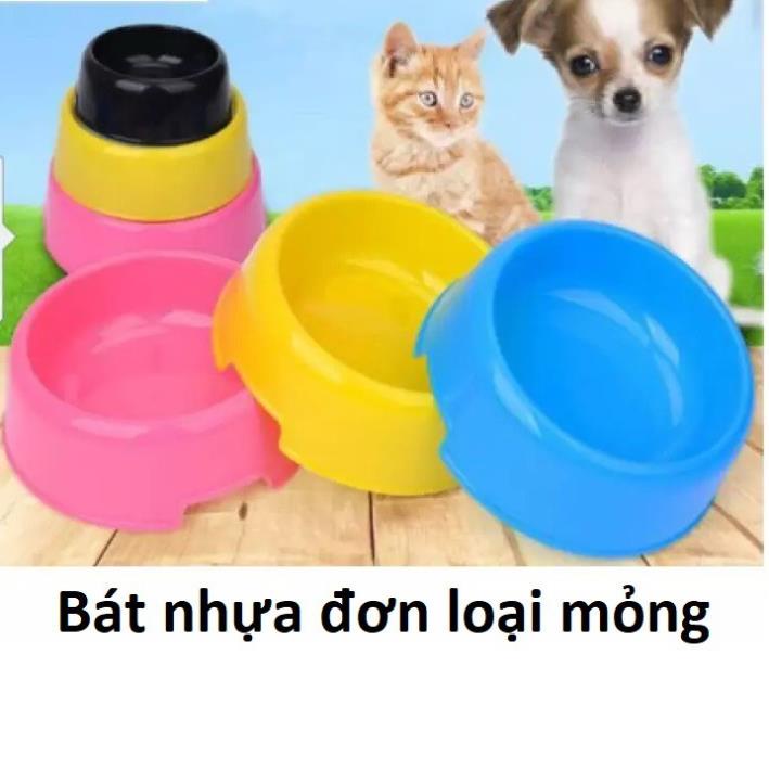Hanpet- Bát ăn chó mèo nhựa dày chén ăn đơn thú cưng bằng nhựa siêu bền
