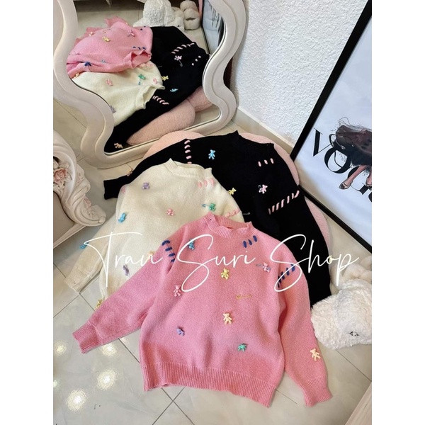 ÁO LEN CHARM GẤU 3 MÀU HÀNG QC