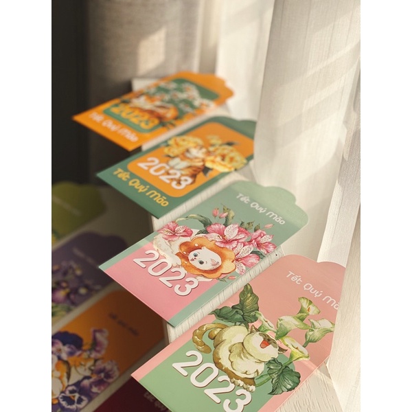 LÌ XÌ MÀU NƯỚC - MÈO CƯNG - bộ 12 chiếc