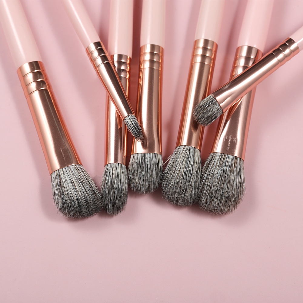 Set 9 Cọ Trang Điểm Mắt &amp; Lông Mày Màu Hồng