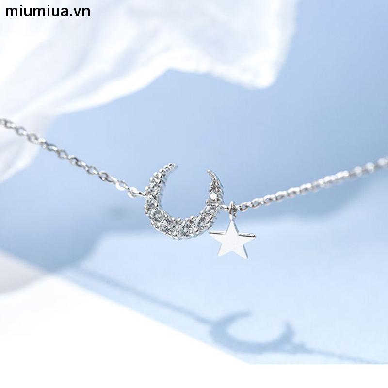 miumiuaVòng tay nữ hình mặt trăng ngôi sao mạ bạc thời trang Đính Đá Xinh Xắn