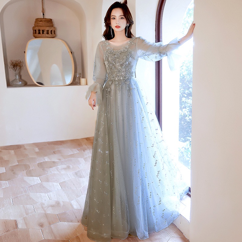 Đầm Dạ Hội Đính Kim Sa Lấp Lánh Thời Trang Sang Trọng Dành Cho Nữ