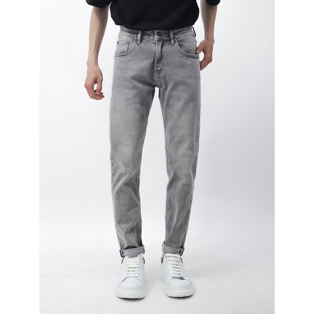Quần jean xám nhạt trơn DEFOXX form slimfit - JEAN DEFOXX LIGHT GREY 221204 | LA STORE MENSWEAR