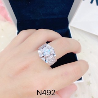 Nhẫn nam xi bạch kim nhiều kiểu gắn đá cz nhân tạo siêu sáng Kami