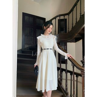 Váy ren cổ bèo kem LiLiQiQi By LeeGi