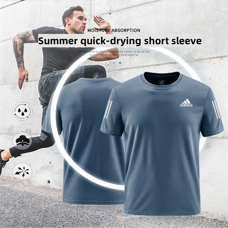 Áo Thun Thể Thao Adidas 100% Chính Hãng Chất Lụa Lạnh Thoáng Khí Nhanh Khô Cho Nam