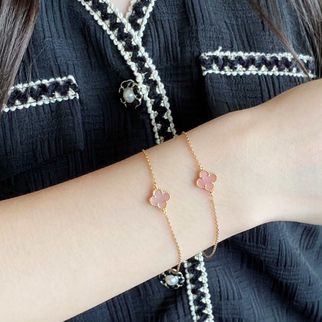 9mm-Vòng Tay May Mắn Bốn Lá Mạ Vàng 18K / 925 / Bạc 18K / Vòng Đeo Tay May Mắn