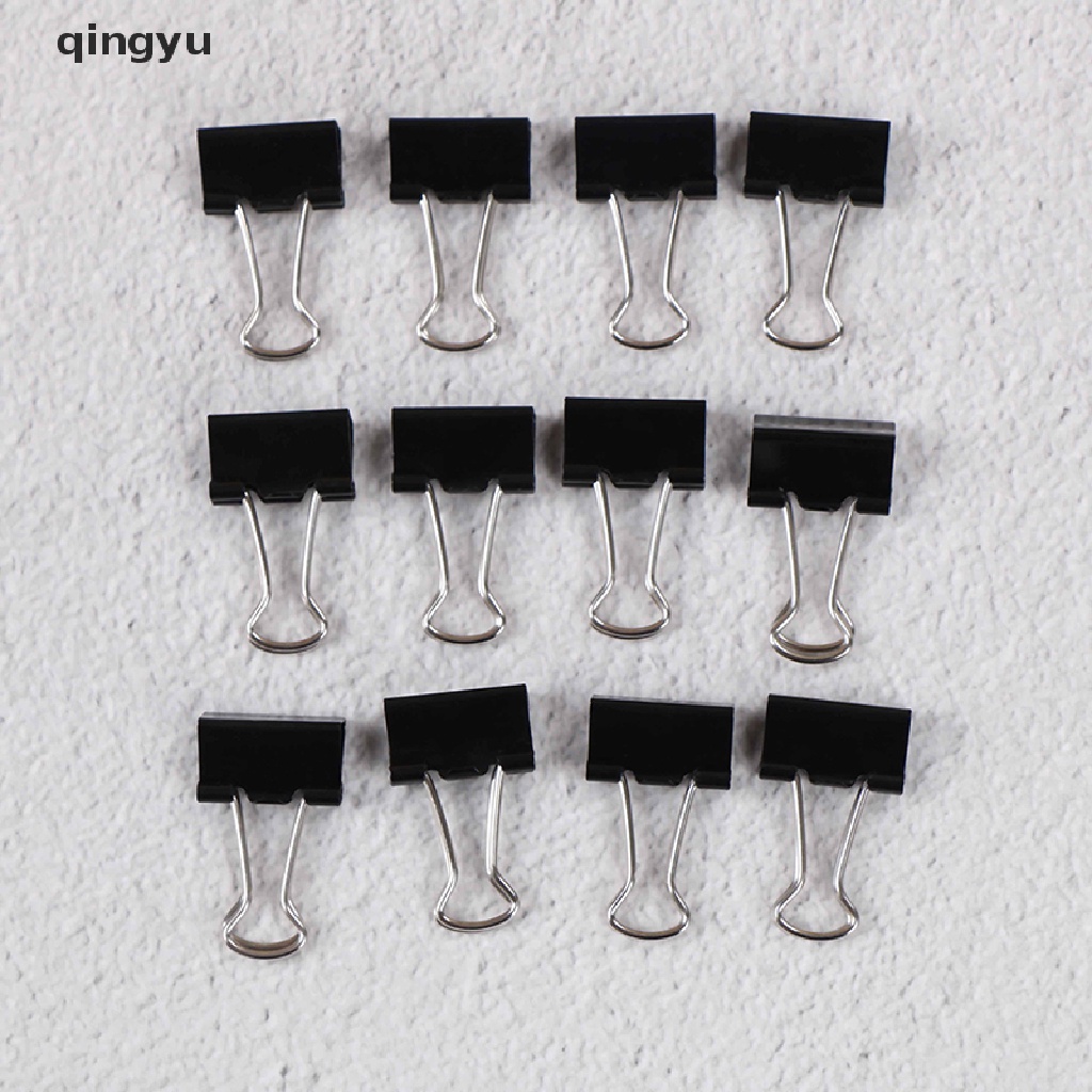 Bộ 12 Kẹp Giấy Bằng Kim Loại Màu Đen Tiện Dụng Cho Văn Phòng