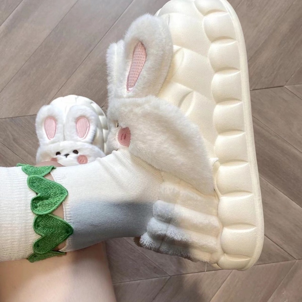 Dép Bông Đi Trong Nhà , Dép Bông Thỏ Đáng Yêu Cho Mùa Đồng,  Mùa Đông Ấm Áp Chống Trượt Có Thể Tháo Rời