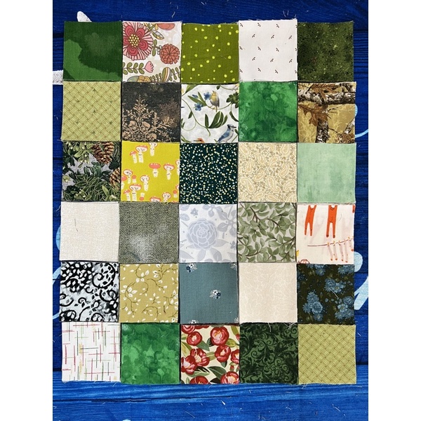 Set vải thô kiện Hàn ghép quilt ô 6x6cm may rèm chăn ga gối