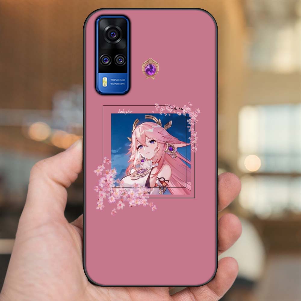 Ốp lưng Vivo Y51S viền đen in hình Yae Miko Genshin Impact