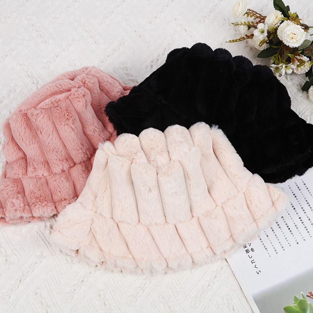 Mũ Bucket Chất Liệu Lông Giả Ấm Áp Thời Trang