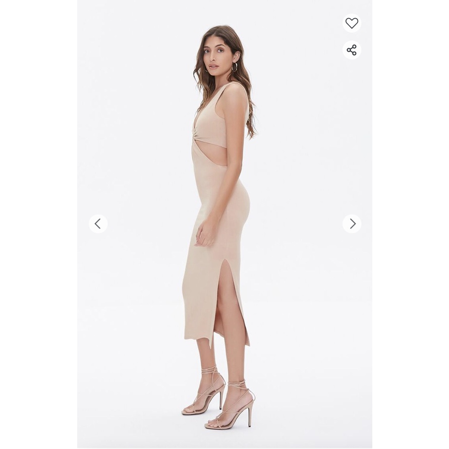 Đầm Be Xẻ Tà Bên Vòng Chữ O - Cutout O-Ring Side-Slit Dress | Tiam Cloth