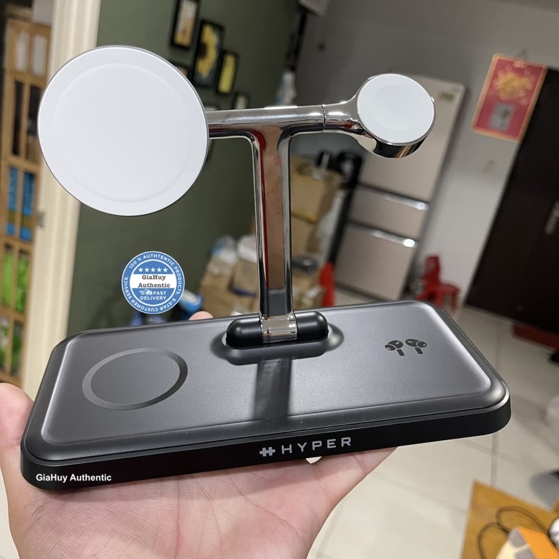 Bộ sạc không dây HYPERJUICE 4-in-1 Magnetic Wireless Charger Stand 45W - Hàng Chính hãng uỷ quyền