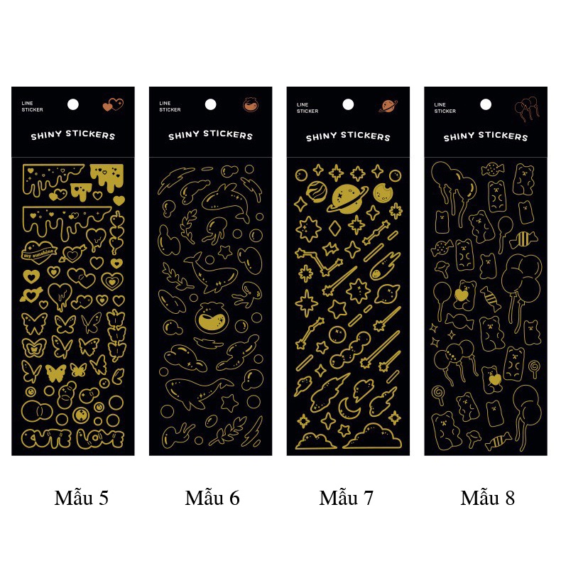 Sticker nhũ trang trí sự kiện cho sổ tay, thiệp mời (SN17)