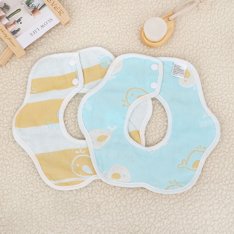 Yếm Ăn Cotton Mềm Mại Hình Tròn In Họa Tiết Xinh Xắn Dành Cho Các Bé