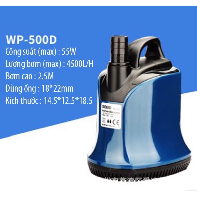 Máy Bơm Chìm Sobo WP-100D/200D/300D/500D/700D - Bơm Chìm Hút Đáy 360 Độ Cho Bể Cá