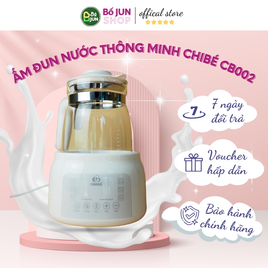 Ấm đun nước thông minh, điều khiển từ xa CHIBÉ CB002, bình đun nước pha sữa cho bé, Bảo hành 12 tháng - Shop Bố Jun.