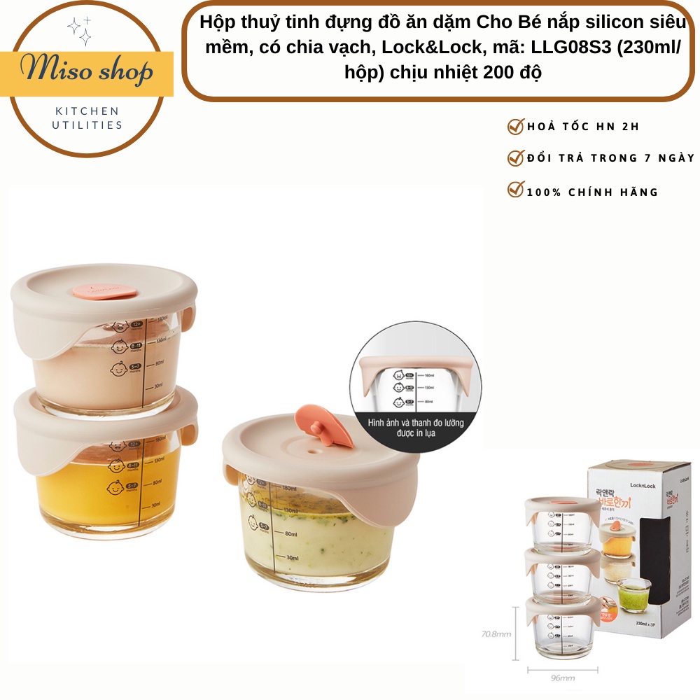 Hộp đựng thức ăn cho bé Lock&Lock có vạch chia 180ml LLG508S3 - Hàng Chính Hãng