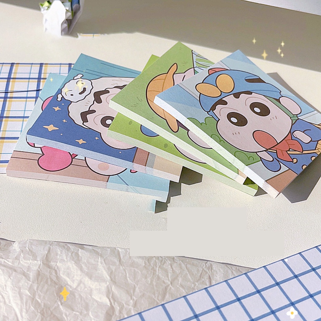 Set 50 Tờ Giấy Ghi Chú Chống Dính Hình Cậu Bé Bút Chì Shin-chan Dễ Thương