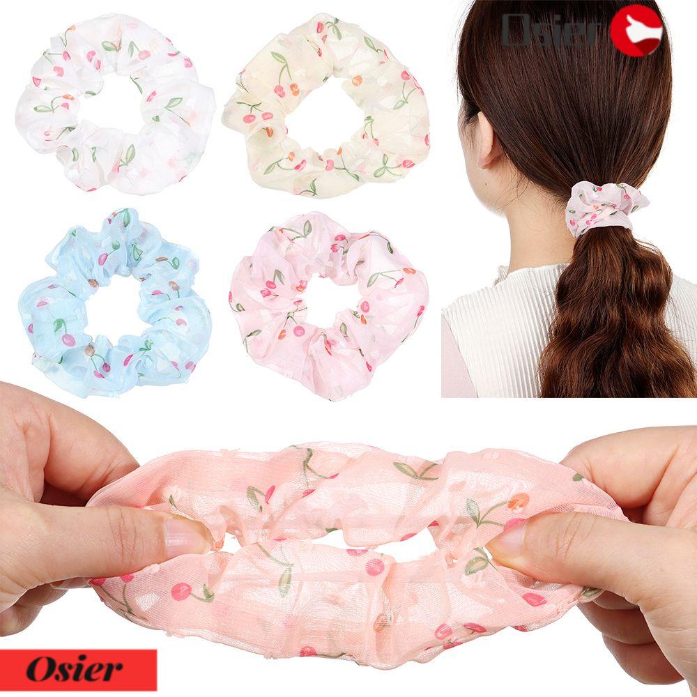 Dây Cột Tóc Chiffon Co Giãn Cao In Họa Tiết Cherry / Cherry Xinh Xắn Kiểu Hàn Quốc 1 Cái