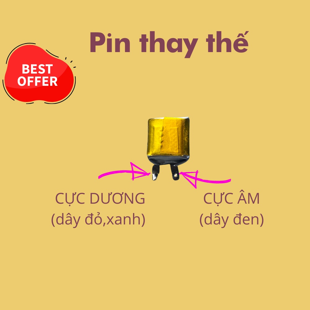 Pin Li-Po 3.7V 400909 28mAh  cho tai nghe Bluetooth