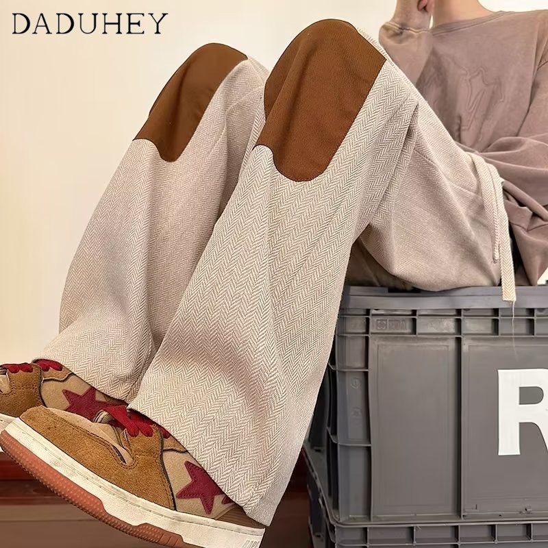 DaDuHey Men's Fashion Brand High Street Hip Hop Casual Pants Ins Fashion Trend Loose Straight Pants