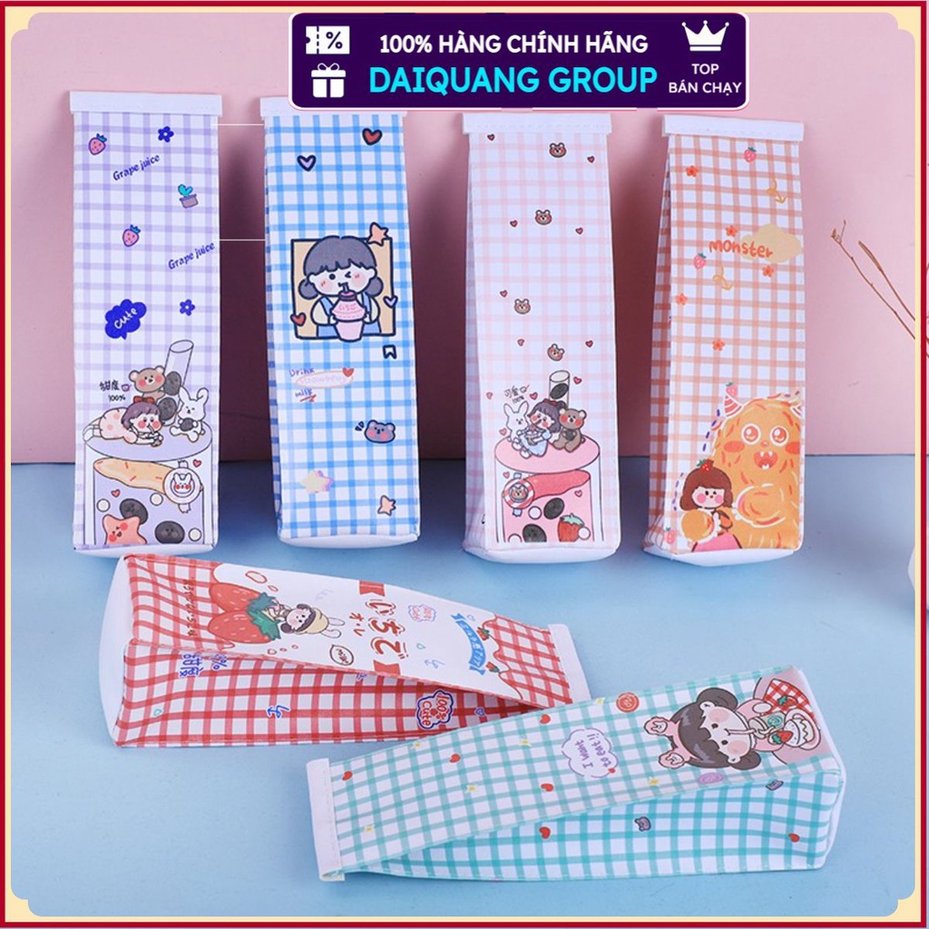 (Cao Cấp) Túi Đựng Bút Hình Hộp Sữa Hoạt Hình Đáng Yêu Sáng Tạo Kiểu Hàn Quốc