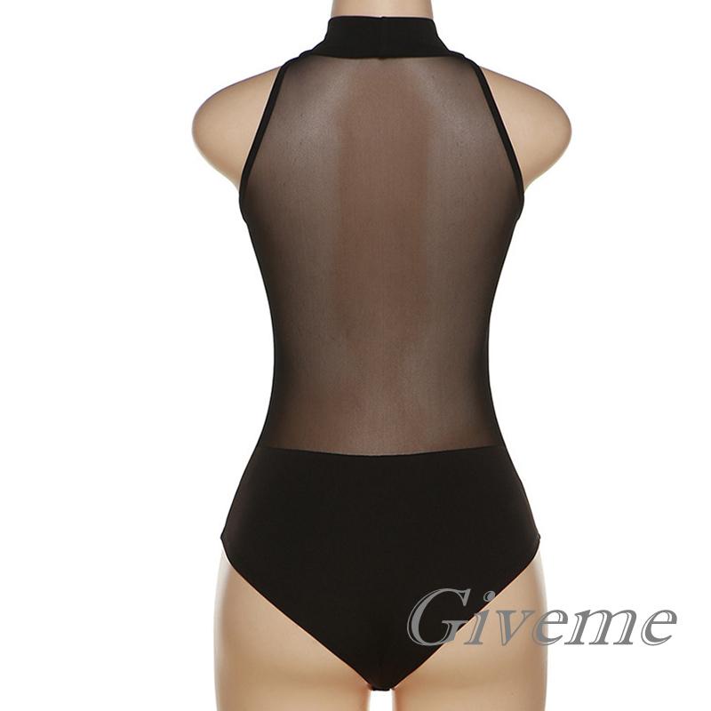 Áo Liền Quần Ren Lưới Màu Đen Quyến Rũ Cho Nữ