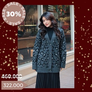 Áo len cardigan dài tay da báo xám ET.TEE 5 khuy màu xám đủ size A1973