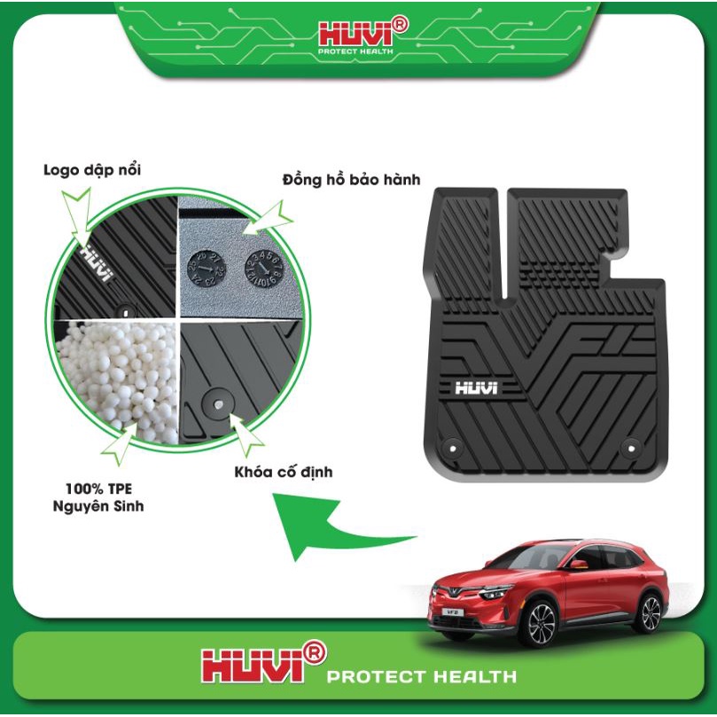 THẢM SÀN CAO CẤP HUVI NHỰA NGUYÊN SINH TPE 2D CHO VINFAST VF8