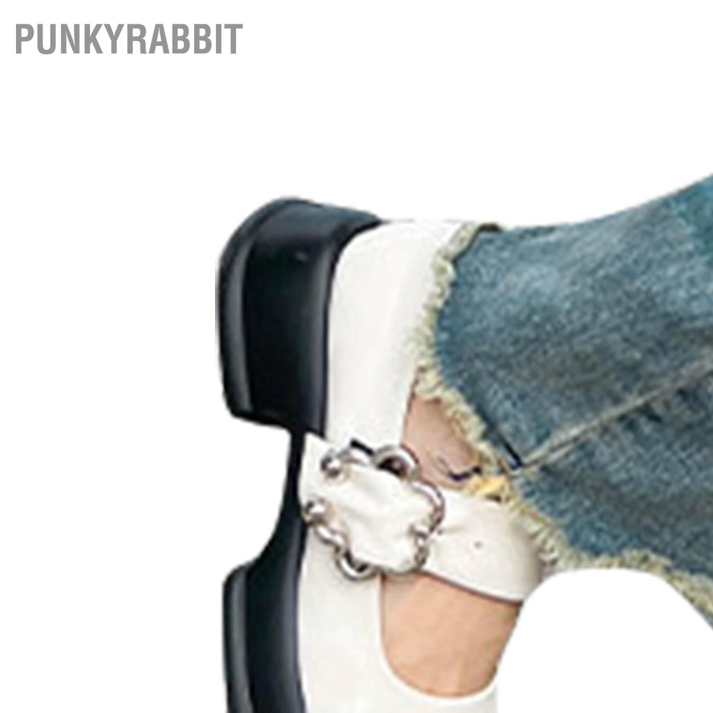 PunkyRabbit Bé Gái Giày Da Phong Cách Vintage Đế Dày Vuông Mũi Gia Cố Gót Mềm Lót Cao Su PU Nữ Mùa Hè Cho Đảng