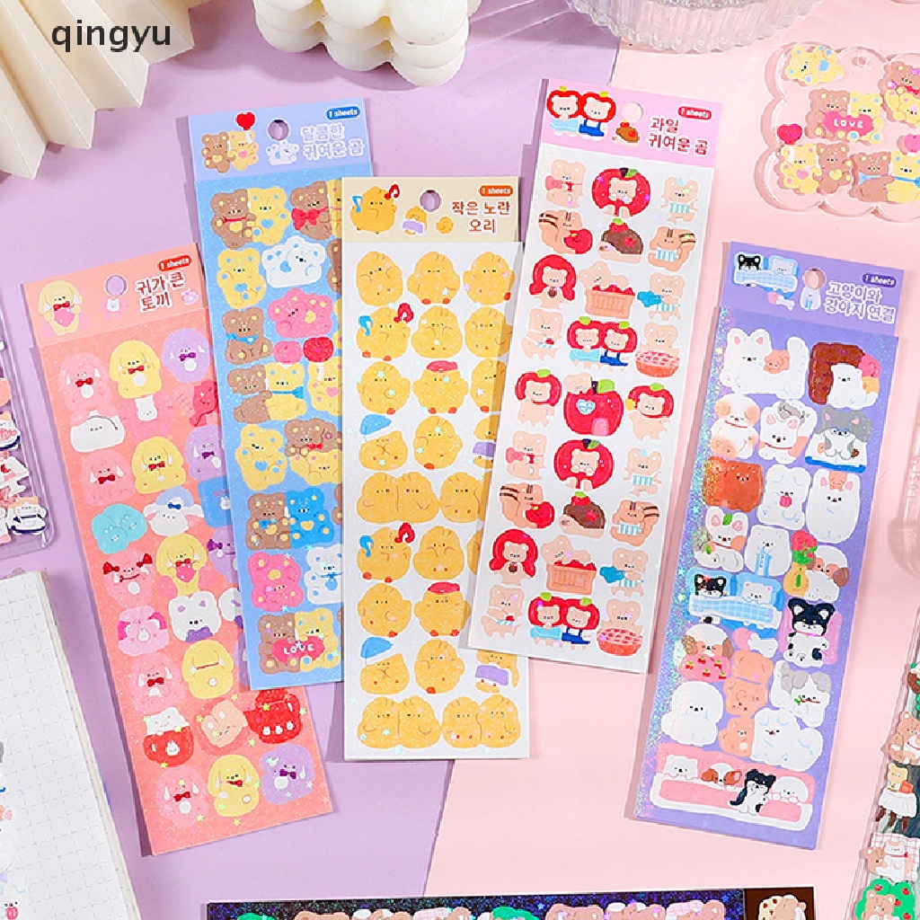 1 Tờ Miếng Dán Trang Trí Khung Ảnh Màu Laser Họa Tiết Hoạt Hình Dễ Thương