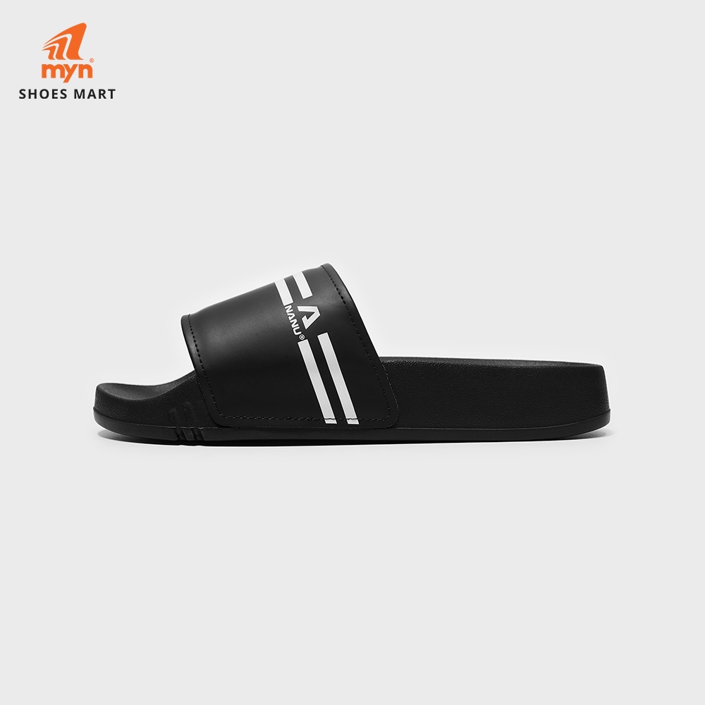 Dép Nanu nam N04 all black , quai nhựa có mút đệm, đế IP chống trơn trượt