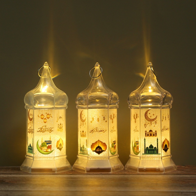1 Đèn Ngủ LED Hình Lâu Đài Eid Bằng Nhựa Sử Dụng Pin Tiện Lợi