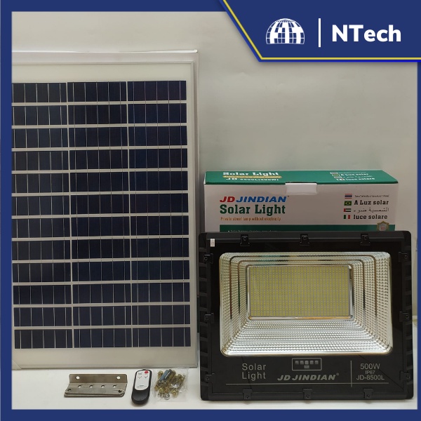 Đèn Năng Lượng Mặt Trời, Đèn Pha JinDian JD-8500L Công Suất 500W - Mẫu Mới 2022, Khung Nhôm, Chip Led "SMD"- BH 02 Năm