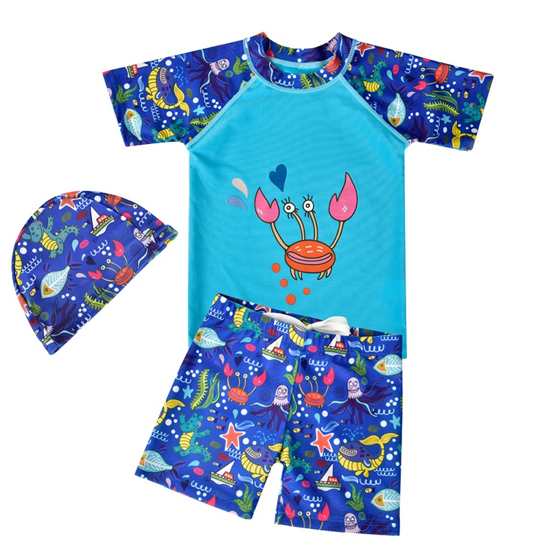 Bộ Đồ Bơi Ngắn Tay Họa Tiết Hoạt Hình Cho Bé Trai