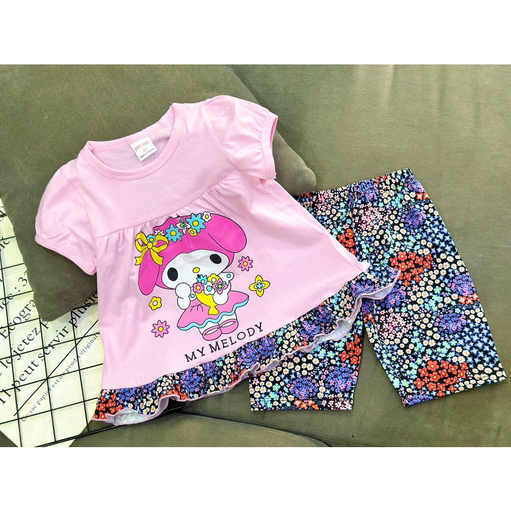 Bộ Babydoll cotton borip xuất mịn mát cho bé Gái 10-22kg Hình in sắc nét- họa tiết Hot hit bé nào cũng mê