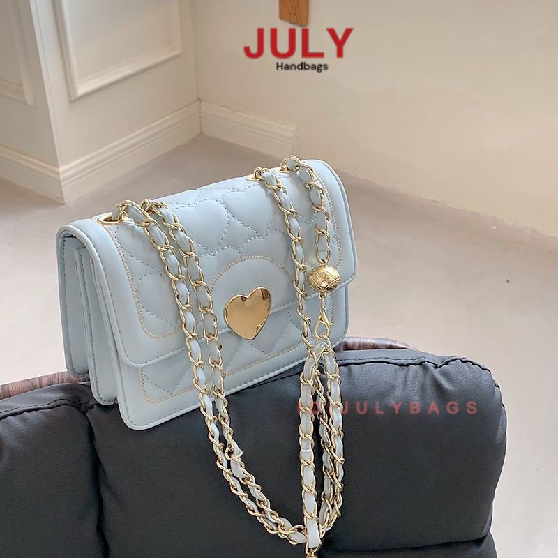 Túi đeo chéo nữ dây xích vintage hàn quốc dễ thương năp hình trái tim túi hộp vuông xách nữ đẹp đi chơi