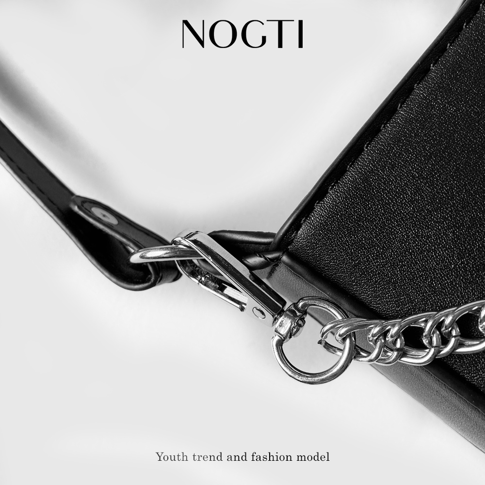 Túi Xách Nữ NOGTI Da Trơn Màu Đen, Trắng Đeo Chéo Cắp Nách Cầm Tay Quai Da Quai Xích Thời Trang Phong Cách Hàn Quốc