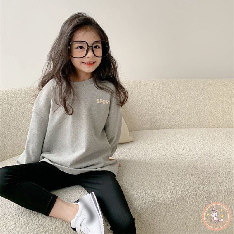 Áo Hoodie Thể Thao Cổ Tròn In Chữ Phong Cách Hàn Quốc Cho Bé Gái