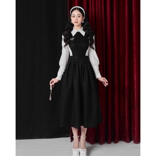 Kylie dress by thepeavn - đầm kiểu yếm xếp li phối sơ mi