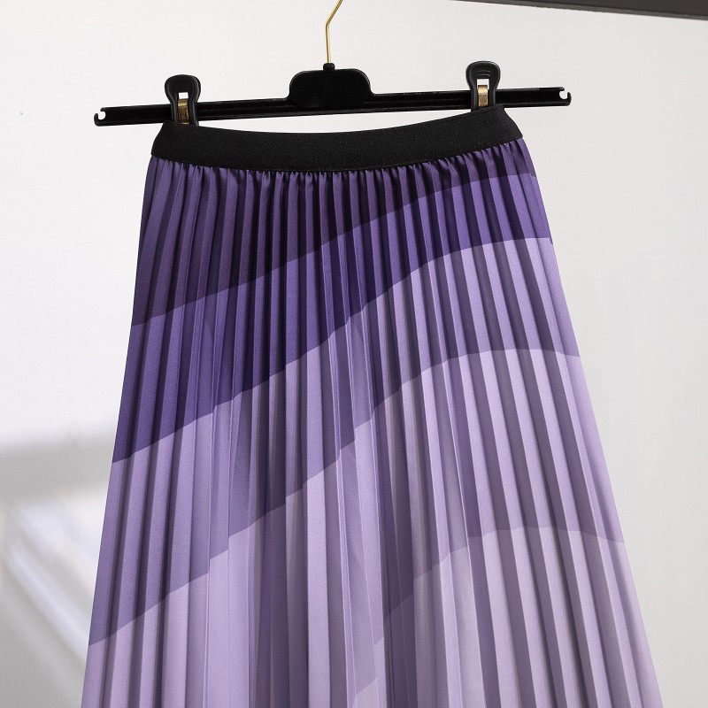 Chân Váy Xếp Ly Lưng Thun Co Giãn In Họa Tiết Phong Cách Bohemian Thời Trang Mới Cho Nữ