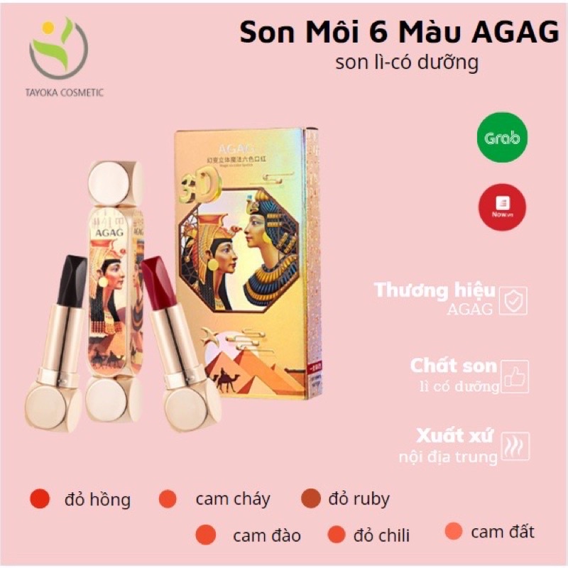 Thỏi Son Lì Hai Đầu 6 Màu Sắc Tùy Chọn Thương Hiệu AGAG magic
