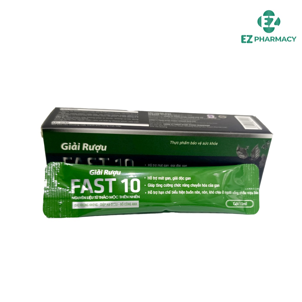 Giải rượu FAST 10 - Nước uống thảo mộc giúp giải rượu, mát gan, giảm các biểu hiện khó chịu - EZ Pharmacy