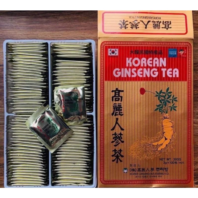 Trà hồng sâm và trà linh chi Hàn Quốc hộp 100 gói