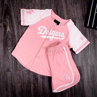 bộ bóng chày MLB hồng cá tính cho bé