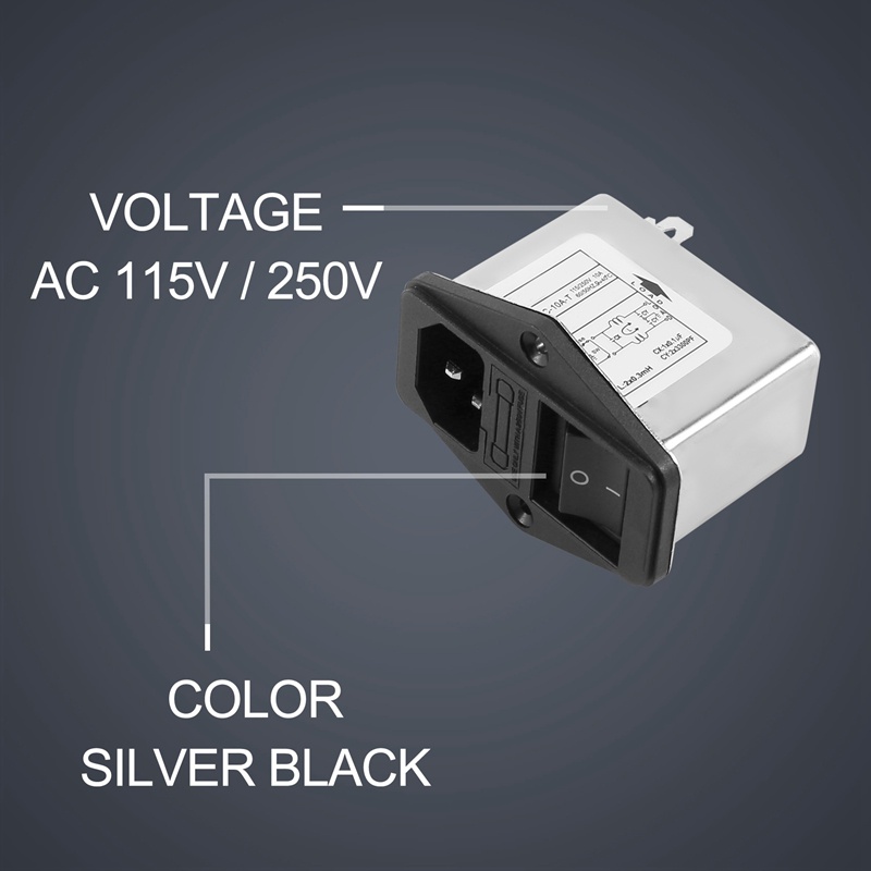 Solder Lug Terminals IEC 320 C14 EMI Filter + Boat Switch + Fuse Holder