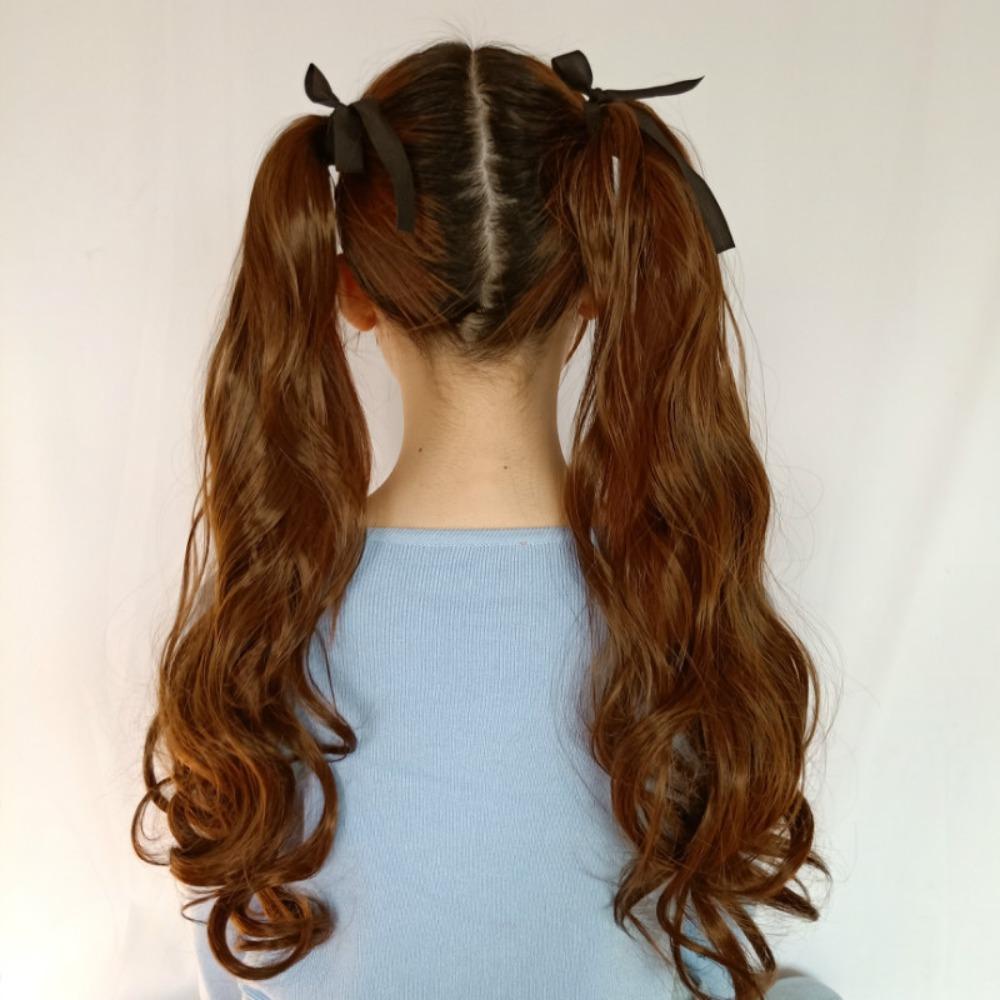 Tóc Giả Xoăn Dài Màu Nâu Bằng Sợi Tổng Hợp Dễ Thương Dùng Hóa Trang Lolita